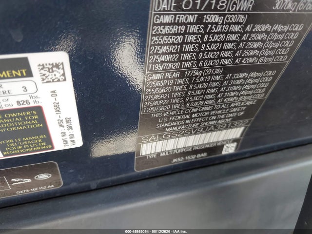 Продаж на аукціоні авто 2018 Land Rover Range Rover 3.0l V6 Supercharged Hse, vin: SALGS2SV9JA391392, номер лоту: 45869054