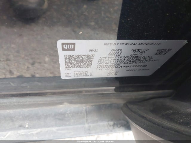 45869059 :رقم المزاد ، 1GKKNKLA4MZ222783 vin ، 2021 Gmc Acadia Fwd Sle مزاد بيع