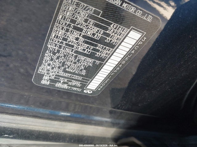 Aukcja sprzedaży 2023 Infiniti Qx50 Luxe, vin: 3PCAJ5BA8PF123044, numer aukcji: 45869066