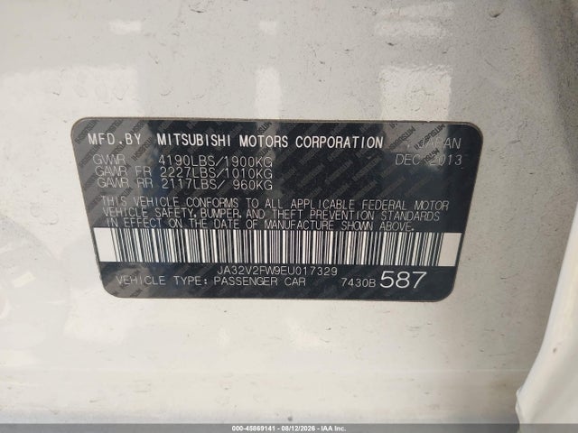 Mitsubishi Lancer Se 2014 JA32V2FW9EU017329 Image 9