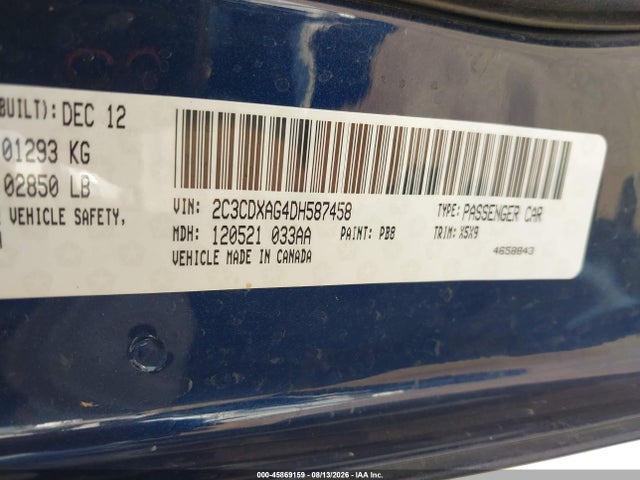 Aukcja sprzedaży 2013 Dodge Charger Police, vin: 2C3CDXAG4DH587458, numer aukcji: 45869159