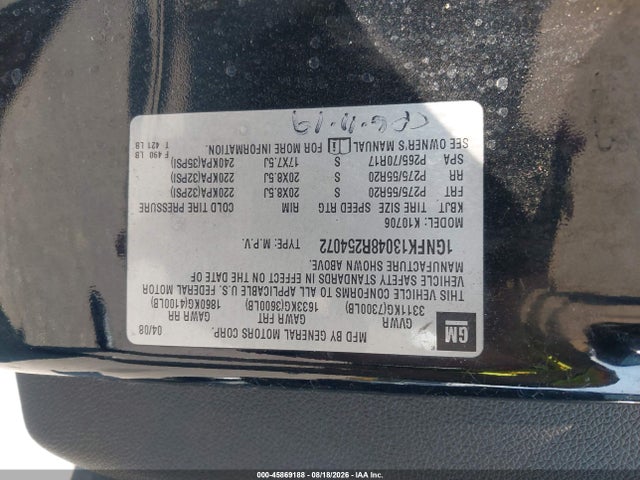 Aukcja sprzedaży 2008 Chevrolet Tahoe Lt, vin: 1GNFK13048R254072, numer aukcji: 45869188