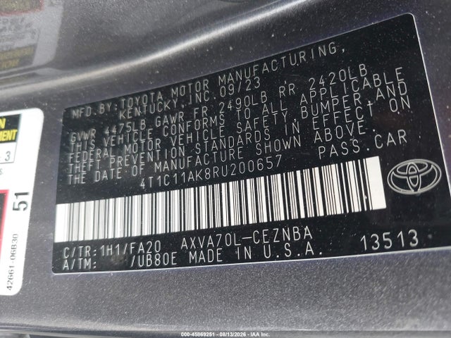 Toyota CAMRY LE 2024 4T1C11AK8RU200657 Image 9