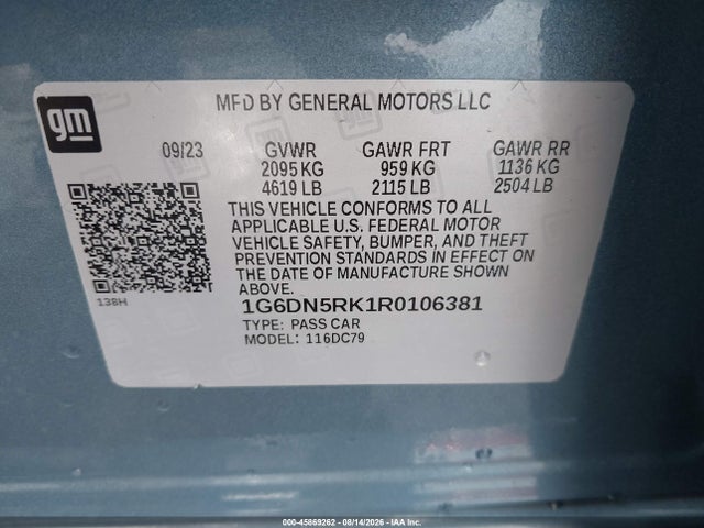 Продажа на аукционе авто 2024 Cadillac Ct5 Premium Luxury, vin: 1G6DN5RK1R0106381, номер лота: 45869262