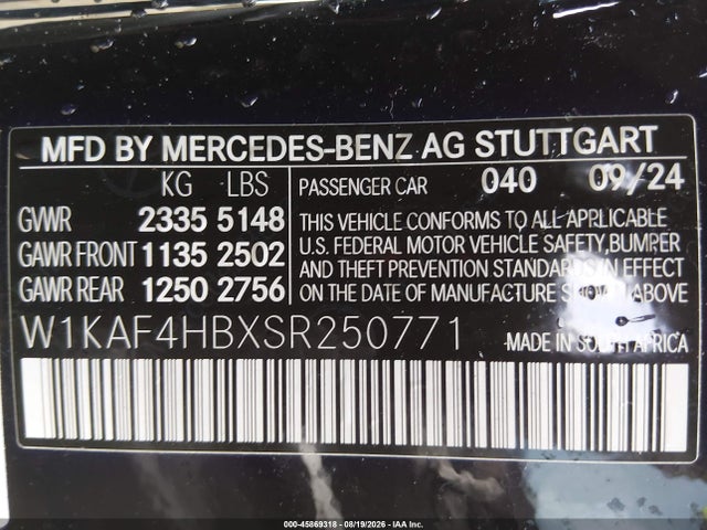 W1KAF4HBXSR250771 Mercedes-Benz C 300
