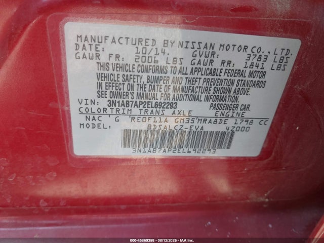 Nissan SENTRA S 2014 3N1AB7AP2EL692293 Image 9