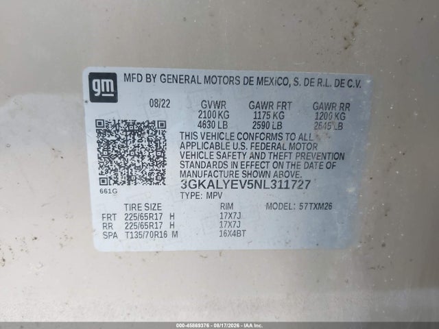 Продаж на аукціоні авто 2022 Gmc Terrain Awd At4, vin: 3GKALYEV5NL311727, номер лоту: 45869376