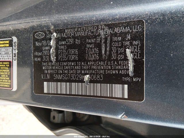 Aukcja sprzedaży 2009 Hyundai Santa Fe Gls, vin: 5NMSG73D29H260683, numer aukcji: 45869383