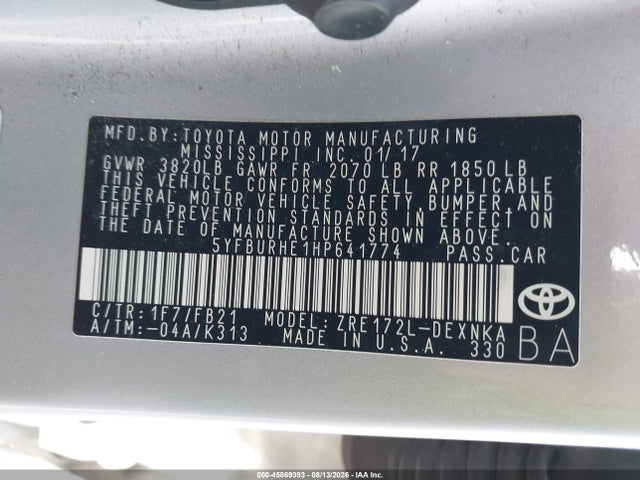 5YFBURHE1HP641774 Toyota COROLLA LE
