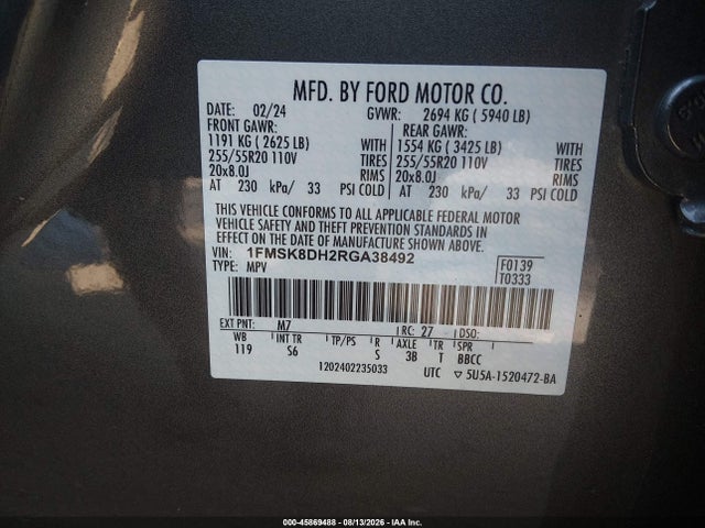 Продажа на аукционе авто 2024 Ford Explorer Xlt, vin: 1FMSK8DH2RGA38492, номер лота: 45869488