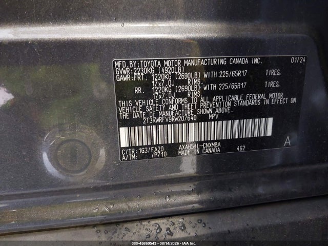 2T3RWRFV9RW207640 Toyota Rav4 Hybrid Xle