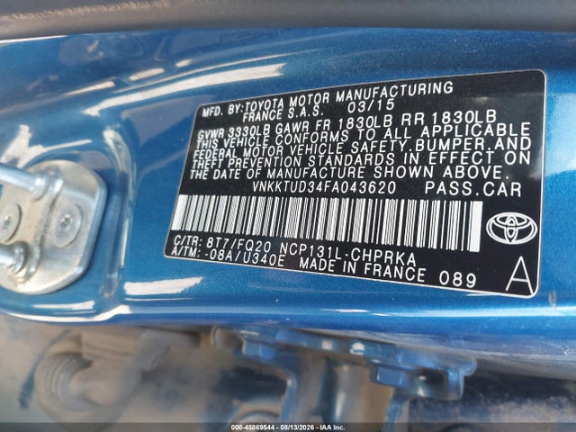 Продажа на аукционе авто 2015 Toyota Yaris L, vin: VNKKTUD34FA043620, номер лота: 45869544