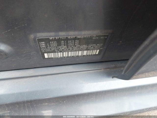 45869699 :رقم المزاد ، 4S3BMBC66E3037925 vin ، 2014 Subaru Legacy 2.5i Premium مزاد بيع