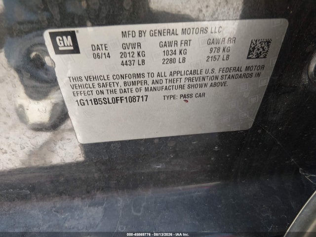 Chevrolet MALIBU LS 2015 1G11B5SL0FF108717 Image 9