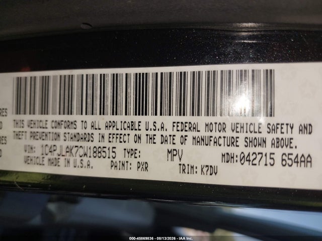 2012 Jeep Liberty Sport მანქანა იყიდება აუქციონზე, vin: 1C4PJLAK7CW188515, აუქციონის ნომერი: 45869836