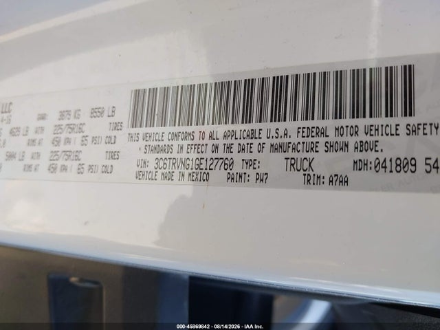Продаж на аукціоні авто 2016 Ram Promaster 1500 1500 Standard, vin: 3C6TRVNG1GE127760, номер лоту: 45869842