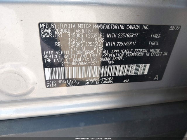 Toyota Rav4 Xle 2022 2T3P1RFV8NW312573 Image 9