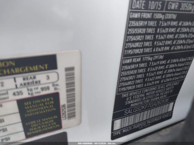 Land Rover Range Rover 3.0l V6 Turbocharged Diesel Hse Td6 2016 SALGS2KF7GA262536 Image 9