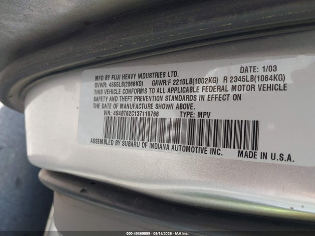 2003 Subaru Baja Sport მანქანა იყიდება აუქციონზე, vin: 4S4BT62C137110766, აუქციონის ნომერი: 45869899