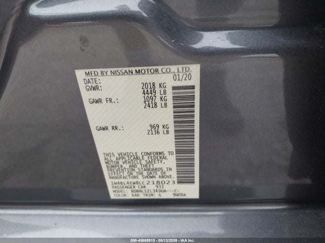 1N4BL4EW8LC218023 Nissan Altima Sl Intelligent Awd