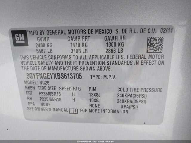 Продажа на аукционе авто 2011 Cadillac Srx Standard, vin: 3GYFNGEYXBS613705, номер лота: 45869948
