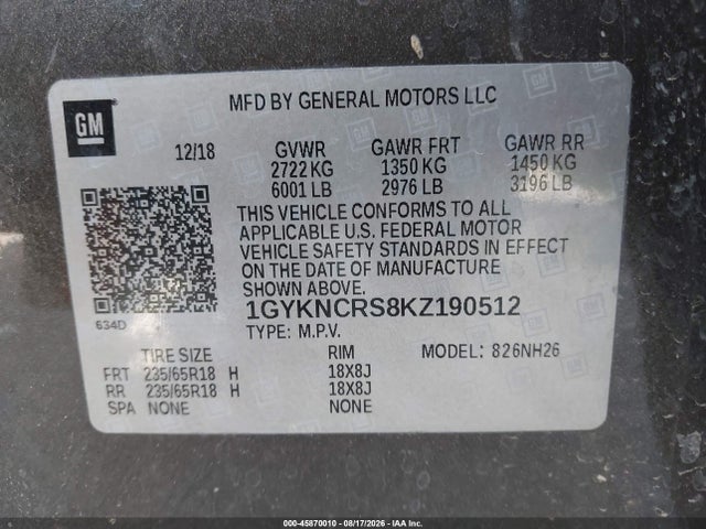 Cadillac XT5 LUXURY 2019 1GYKNCRS8KZ190512 Image 9