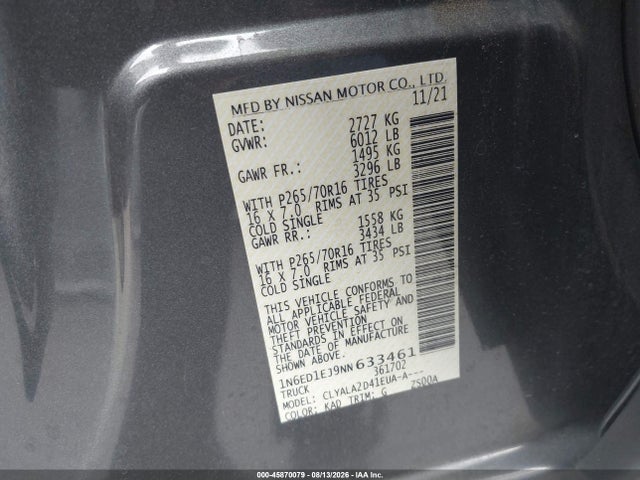 Nissan Frontier S 4x2 2022 1N6ED1EJ9NN633461 Image 9