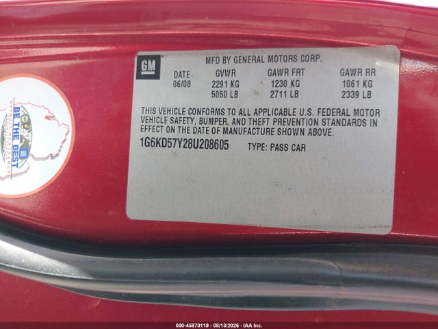 Продаж на аукціоні авто 2008 Cadillac Dts 1sc, vin: 1G6KD57Y28U208605, номер лоту: 45870119