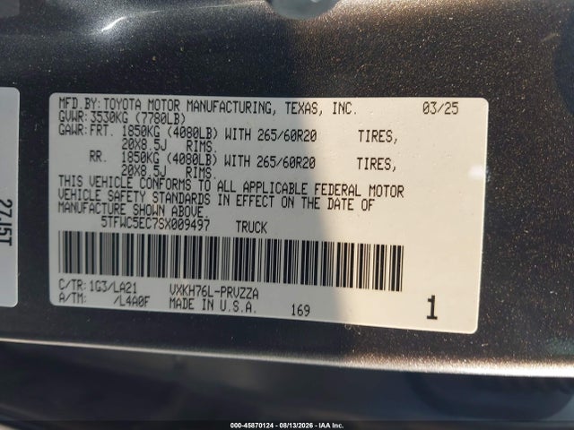 5TFWC5EC7SX009497 Toyota Tundra Hybrid Limited Crewmax 6.4&#039; Bed