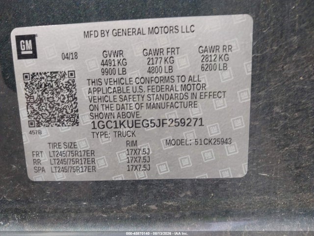 1GC1KUEG5JF259271 Chevrolet Silverado 2500hd Wt