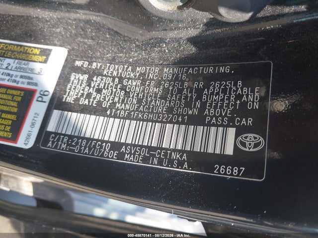 Toyota CAMRY LE 2017 4T1BF1FK6HU327041 Image 9