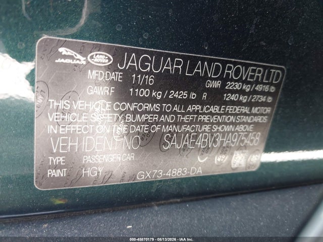 Jaguar Xe 35t Prestige 2017 SAJAE4BV3HA975458 Image 9