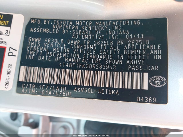 Продажа на аукционе авто 2013 Toyota Camry Xle, vin: 4T4BF1FK3DR283953, номер лота: 45870189