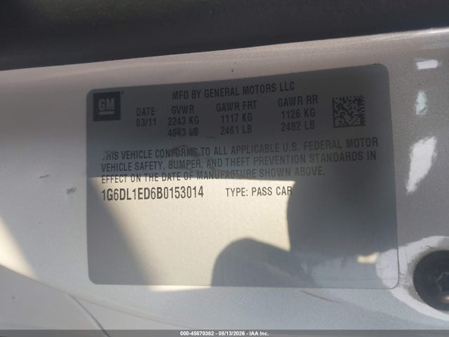 Продаж на аукціоні авто 2011 Cadillac Cts Performance, vin: 1G6DL1ED6B0153014, номер лоту: 45870382