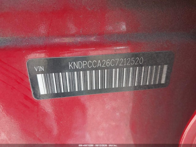 45870390 :رقم المزاد ، KNDPCCA26C7212520 vin ، 2012 Kia Sportage Ex مزاد بيع