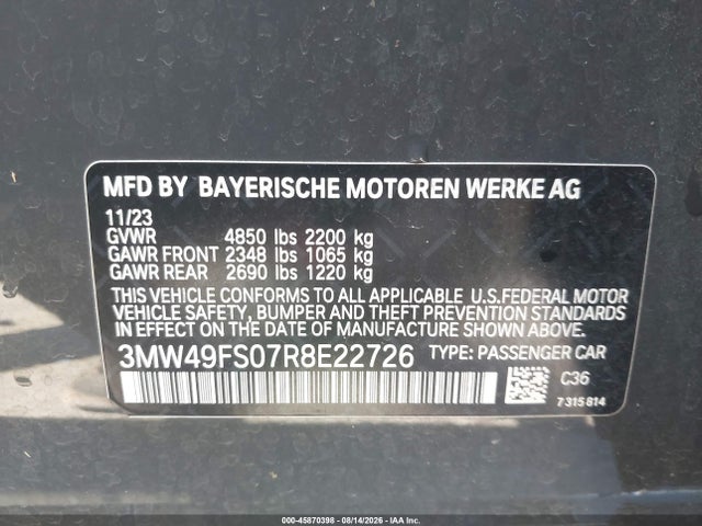 3MW49FS07R8E22726 BMW M340I
