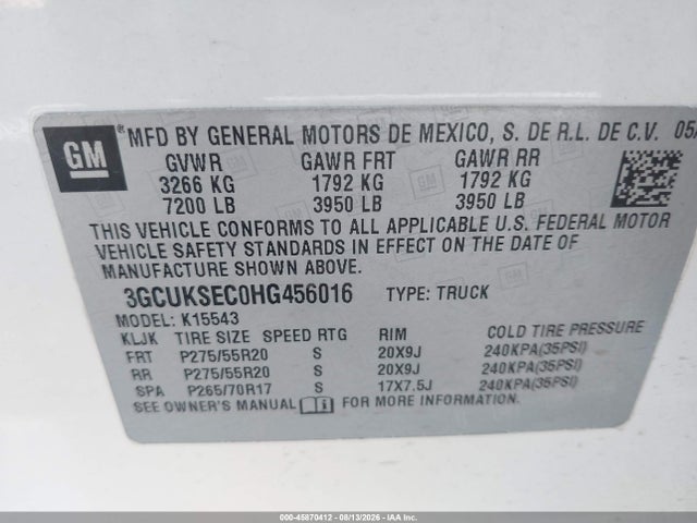 Chevrolet Silverado 1500 Ltz 2017 3GCUKSEC0HG456016 Image 9