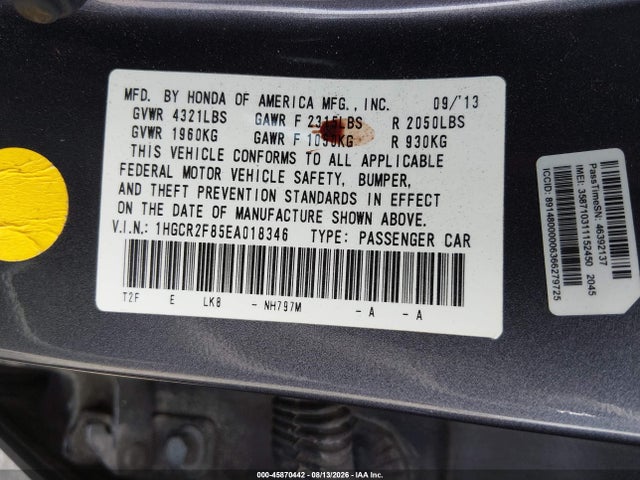 Honda Accord Ex-l 2014 1HGCR2F85EA018346 Image 9