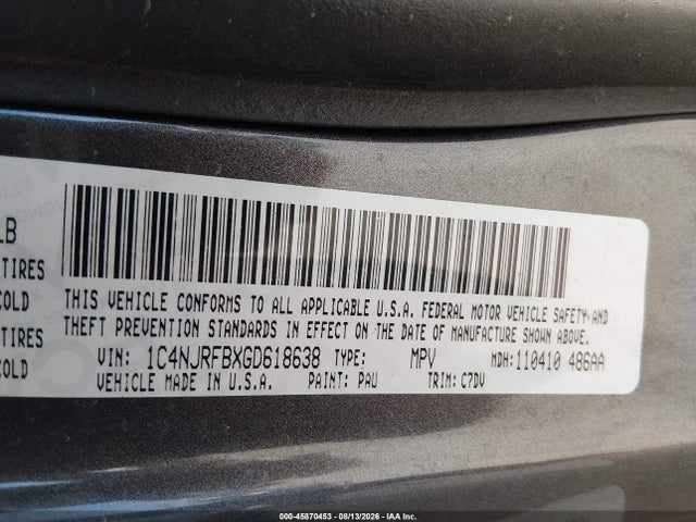 Aukcja sprzedaży 2016 Jeep Patriot Latitude, vin: 1C4NJRFBXGD618638, numer aukcji: 45870453