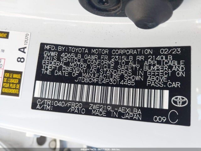 Toyota Corolla Hybrid Le 2023 JTDBCMFE4P3014485 Image 9