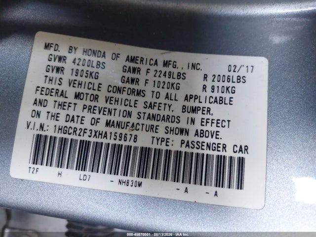 1HGCR2F3XHA159678 Honda ACCORD LX