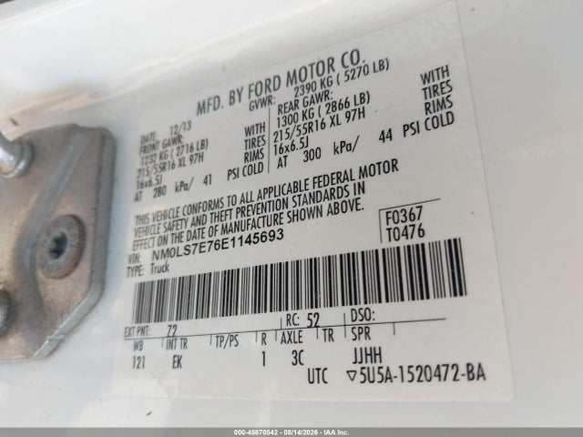 2014 Ford Transit Connect Xl მანქანა იყიდება აუქციონზე, vin: NM0LS7E76E1145693, აუქციონის ნომერი: 45870542