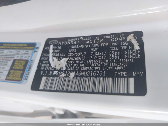 Hyundai TUCSON SE 2017 KM8J3CA46HU316761 Image 9