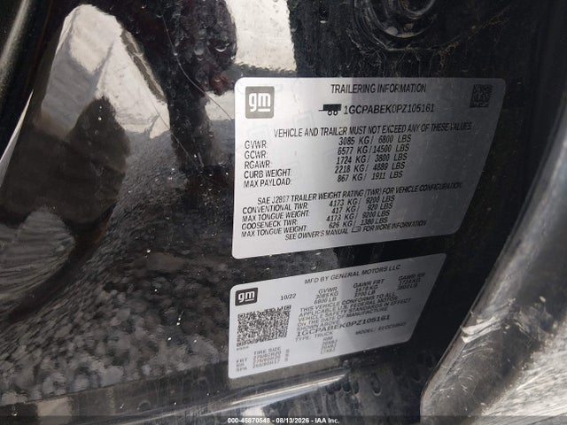 45870548 :رقم المزاد ، 1GCPABEK0PZ105161 vin ، 2023 Chevrolet Silverado 1500 2wd  Short Bed Custom مزاد بيع