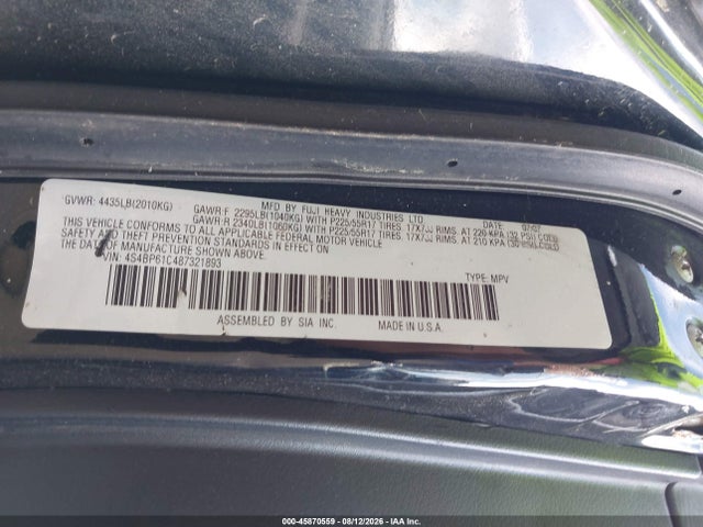 Aukcja sprzedaży 2008 Subaru Outback 2.5i/2.5i L.l. Bean Edition, vin: 4S4BP61C487321893, numer aukcji: 45870559