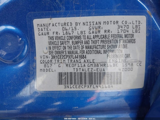 Nissan Versa Note Sl 2015 3N1CE2CPXFL441684 Image 9