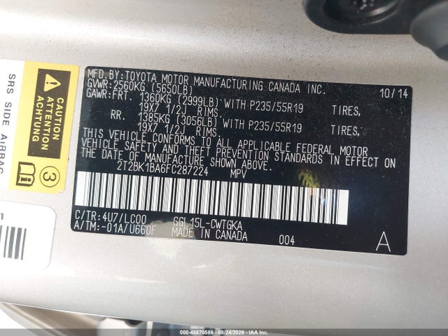 Aukcja sprzedaży 2015 Lexus Rx 350, vin: 2T2BK1BA6FC287224, numer aukcji: 45870586