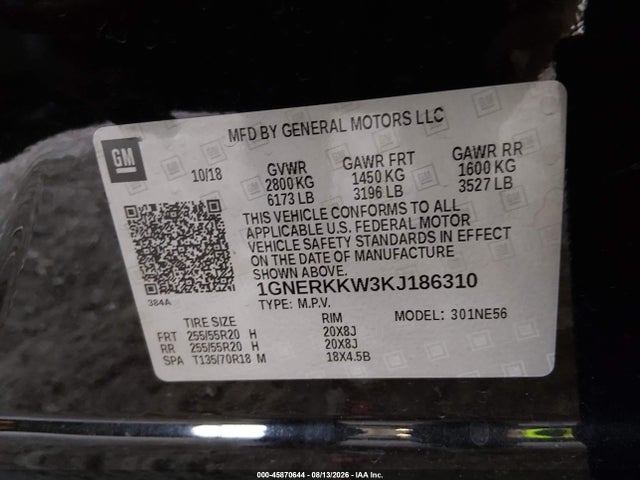 Chevrolet Traverse Premier 2019 1GNERKKW3KJ186310 Image 9