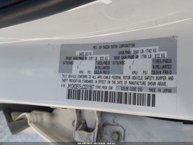 Auction sale of the 2018 Mazda Cx-3 Sport, vin: JM1DKDB78J0331567, lot number: 45870678