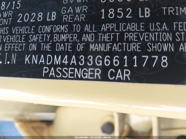 KIA RIO LX 2016 KNADM4A33G6611778 Image 9